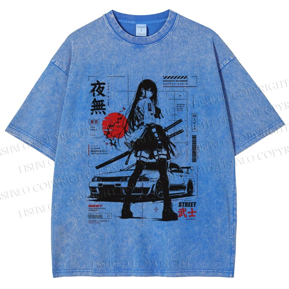 Unisex Tokyo JDM Girl Printed Washed Tee