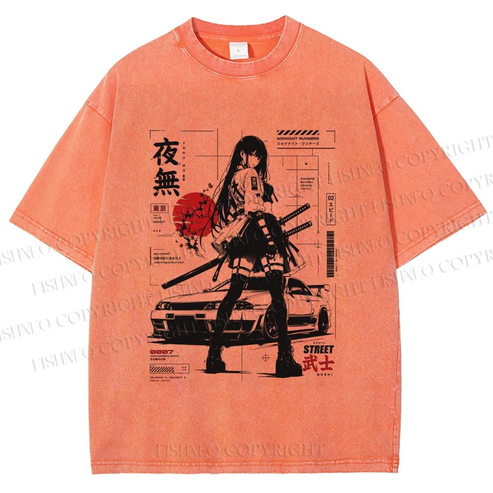 Unisex Tokyo JDM Girl Printed Washed Tee