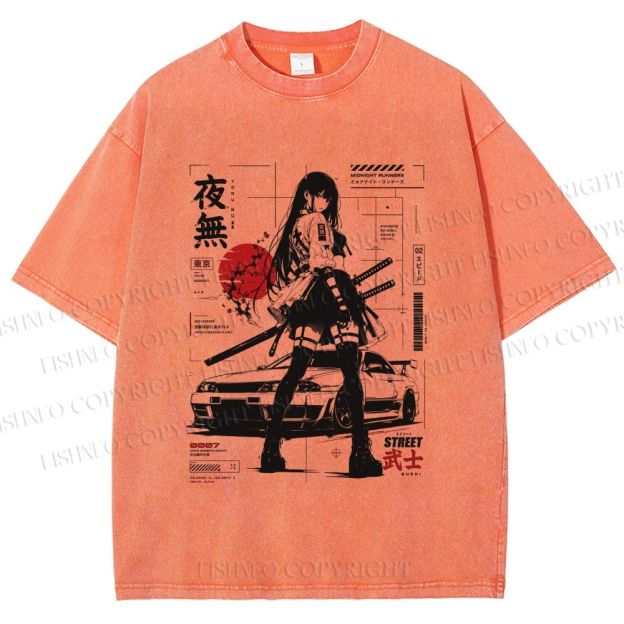 Unisex Tokyo JDM Girl Printed Washed Tee