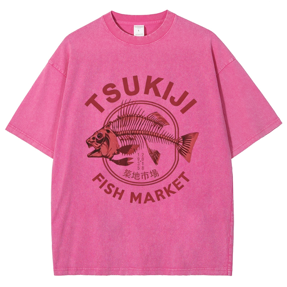 Tokyo Tsukiji Fish Market Vintage Japan Washed T-Shirt
