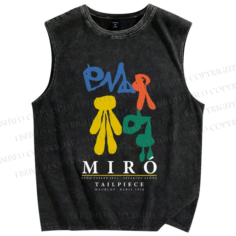 Unisex Joan Miro Tailpiece Printed Washed Tank Top