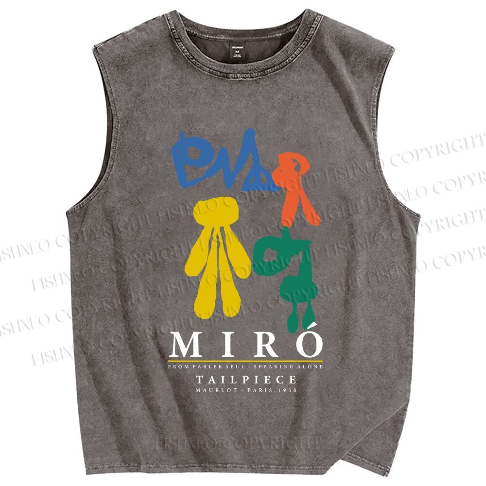 Unisex Joan Miro Tailpiece Printed Washed Tank Top