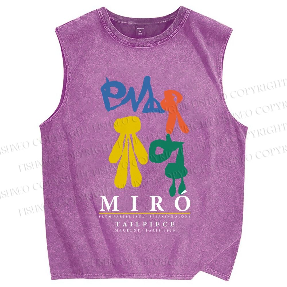 Unisex Joan Miro Tailpiece Printed Washed Tank Top