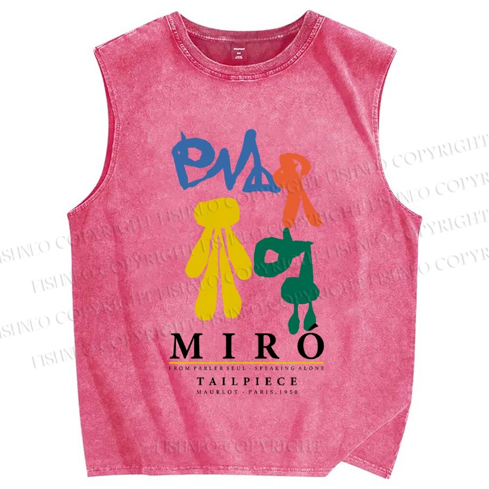Unisex Joan Miro Tailpiece Printed Washed Tank Top