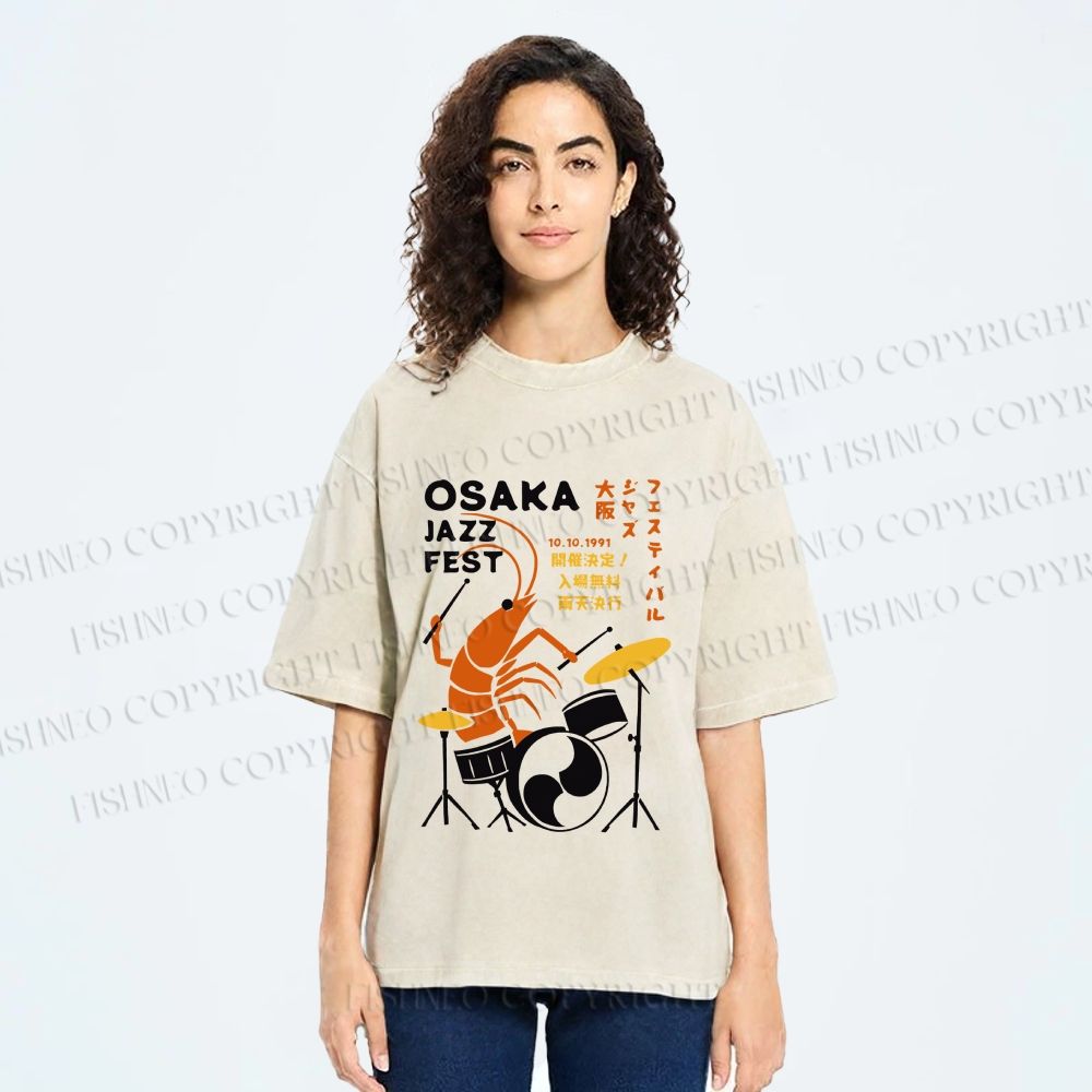 Unisex Osaka Jazz Fest Printed Washed Tee
