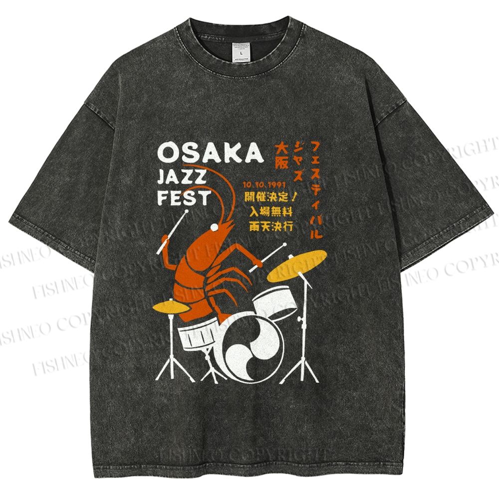 Unisex Osaka Jazz Fest Printed Washed Tee