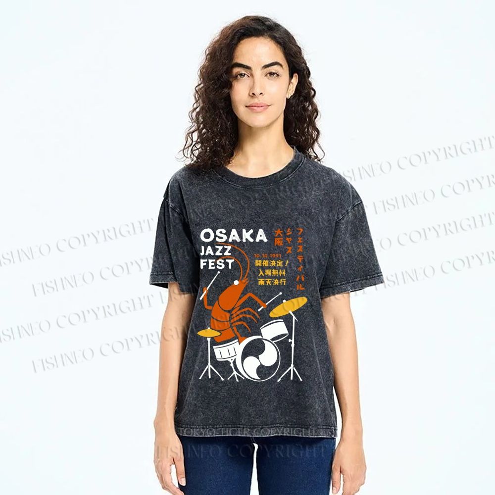 Unisex Osaka Jazz Fest Printed Washed Tee
