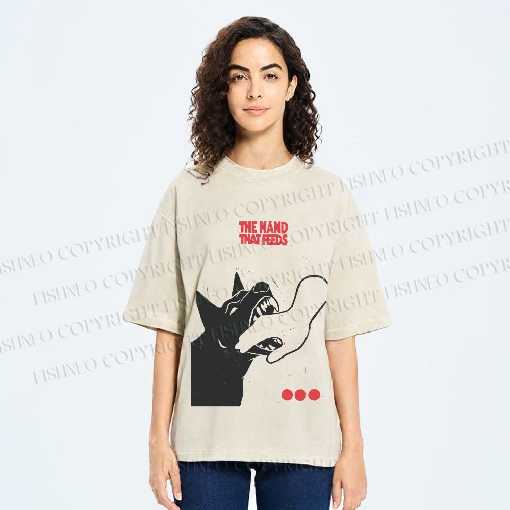 Unisex Dogbite Printed Washed Tee