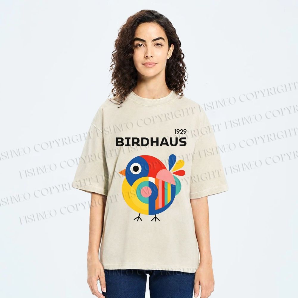 Unisex Birdhaus Printed Washed Tee