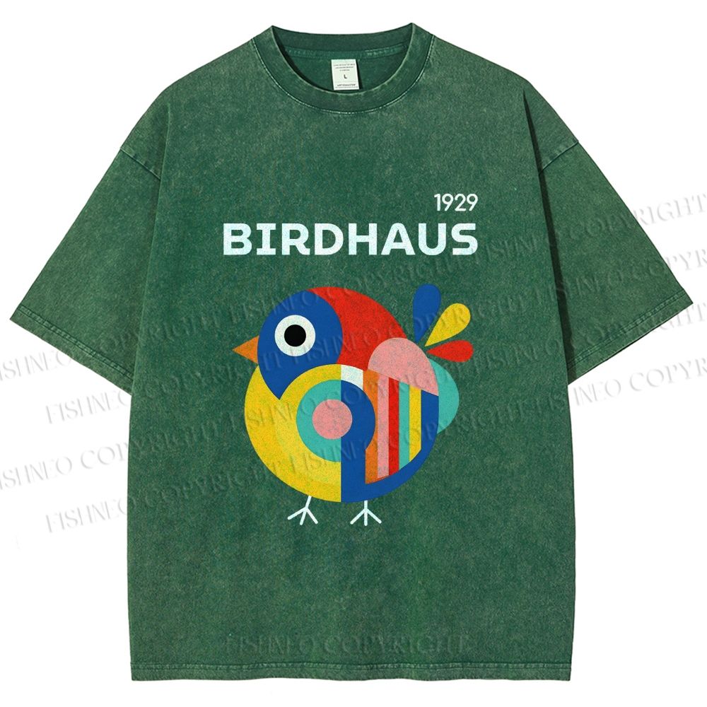Unisex Birdhaus Printed Washed Tee
