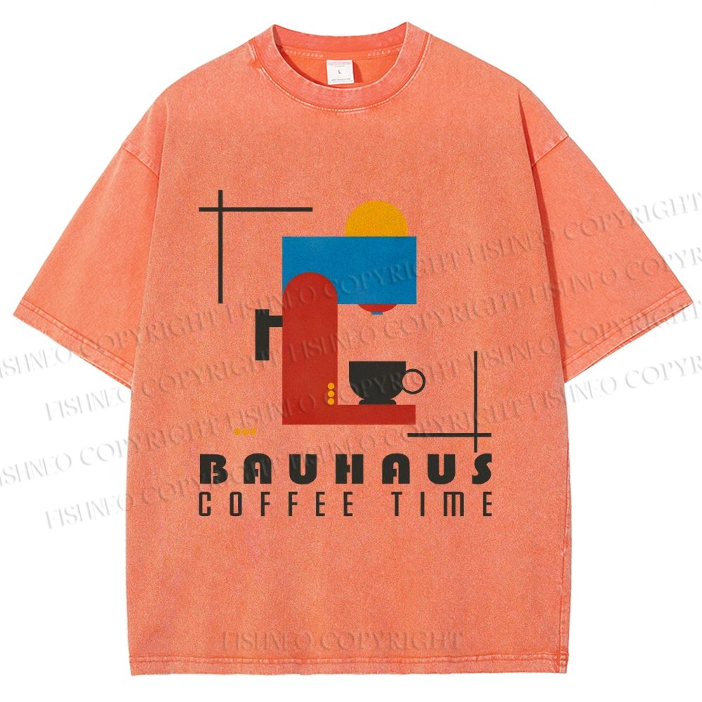 Unisex Bauhaus Coffee Time Printed Washed Tee