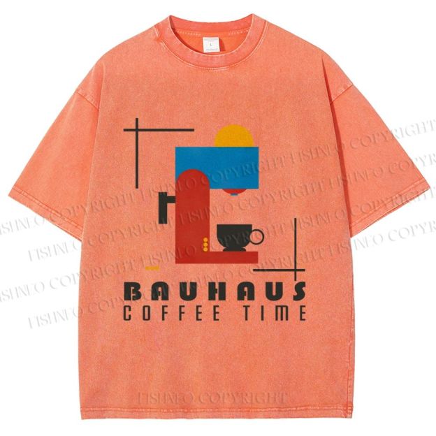 Unisex Bauhaus Coffee Time Printed Washed Tee