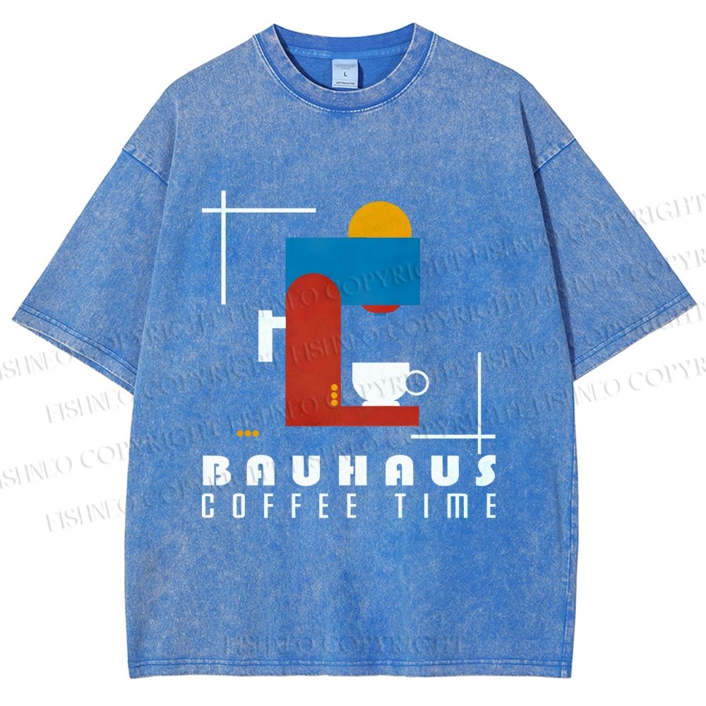 Unisex Bauhaus Coffee Time Printed Washed Tee