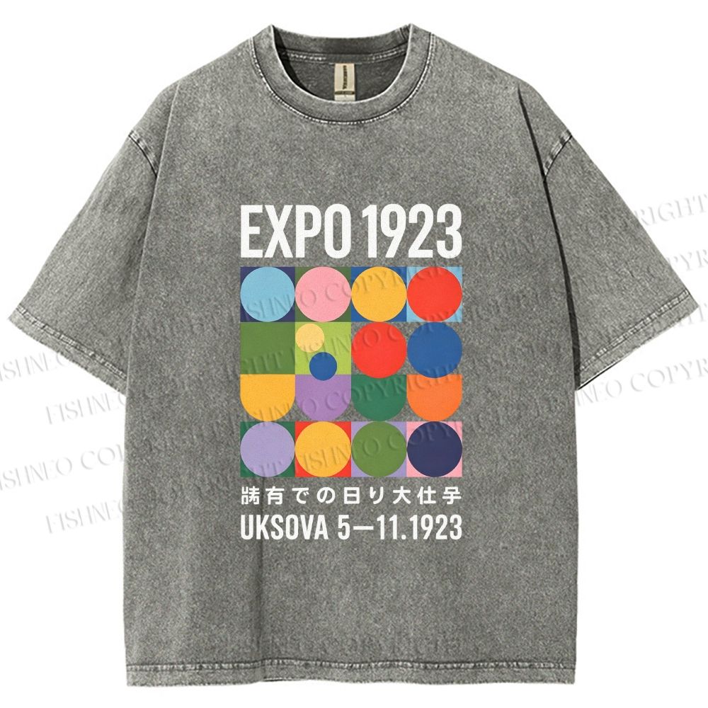 Unisex Colored Geometric Printed Washed Tee