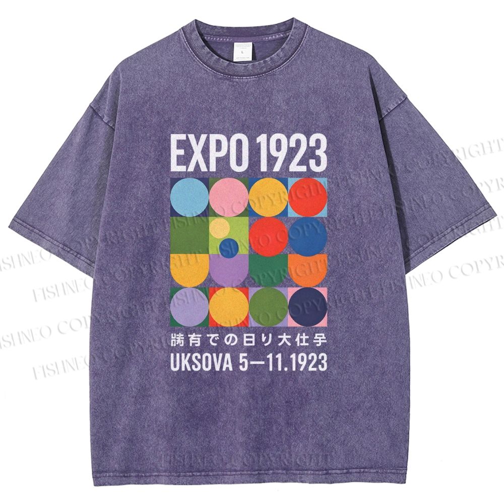 Unisex Colored Geometric Printed Washed Tee