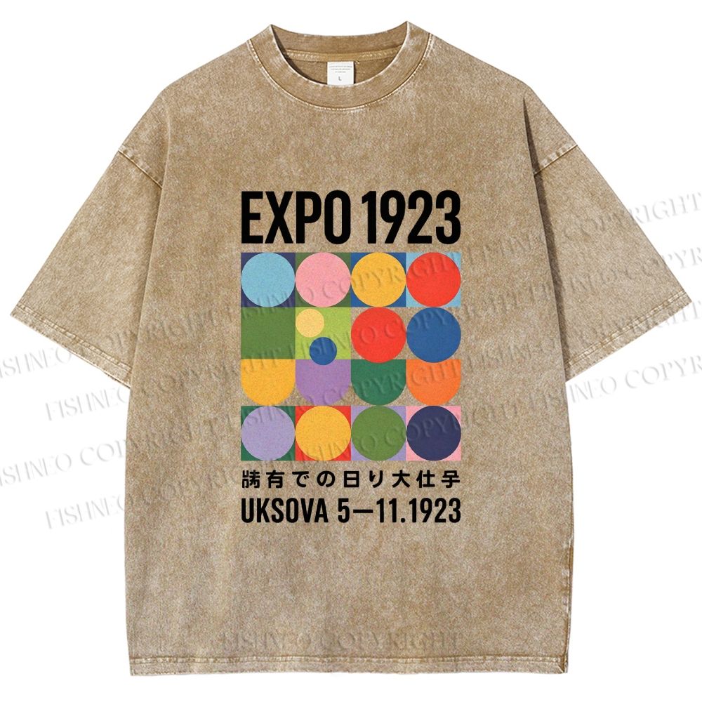 Unisex Colored Geometric Printed Washed Tee