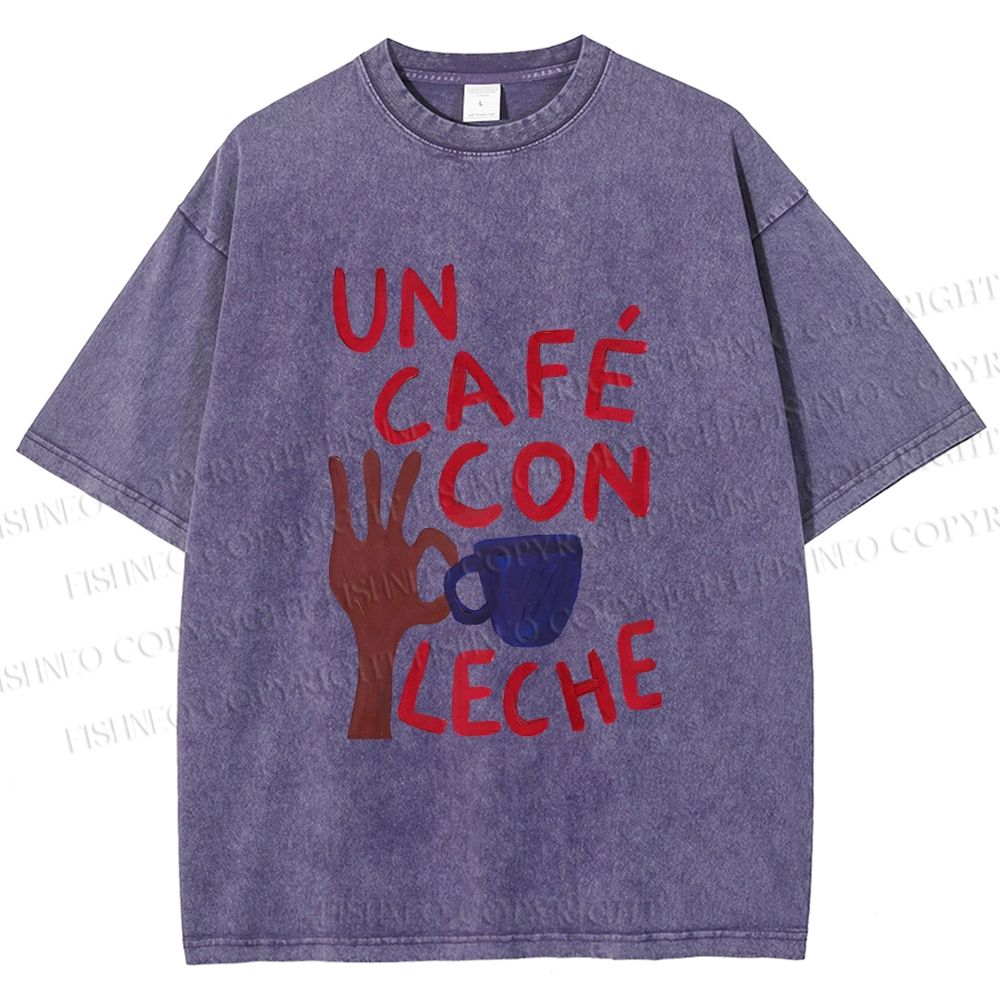 Unisex Café Con Leche Printed Washed Tee