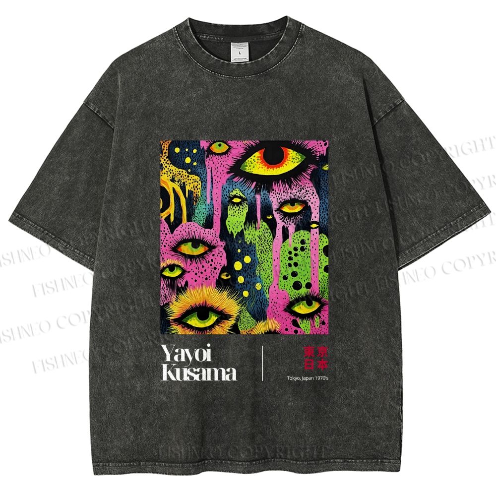 Unisex Yayoi Kusama Eyes Printed Washed Tee