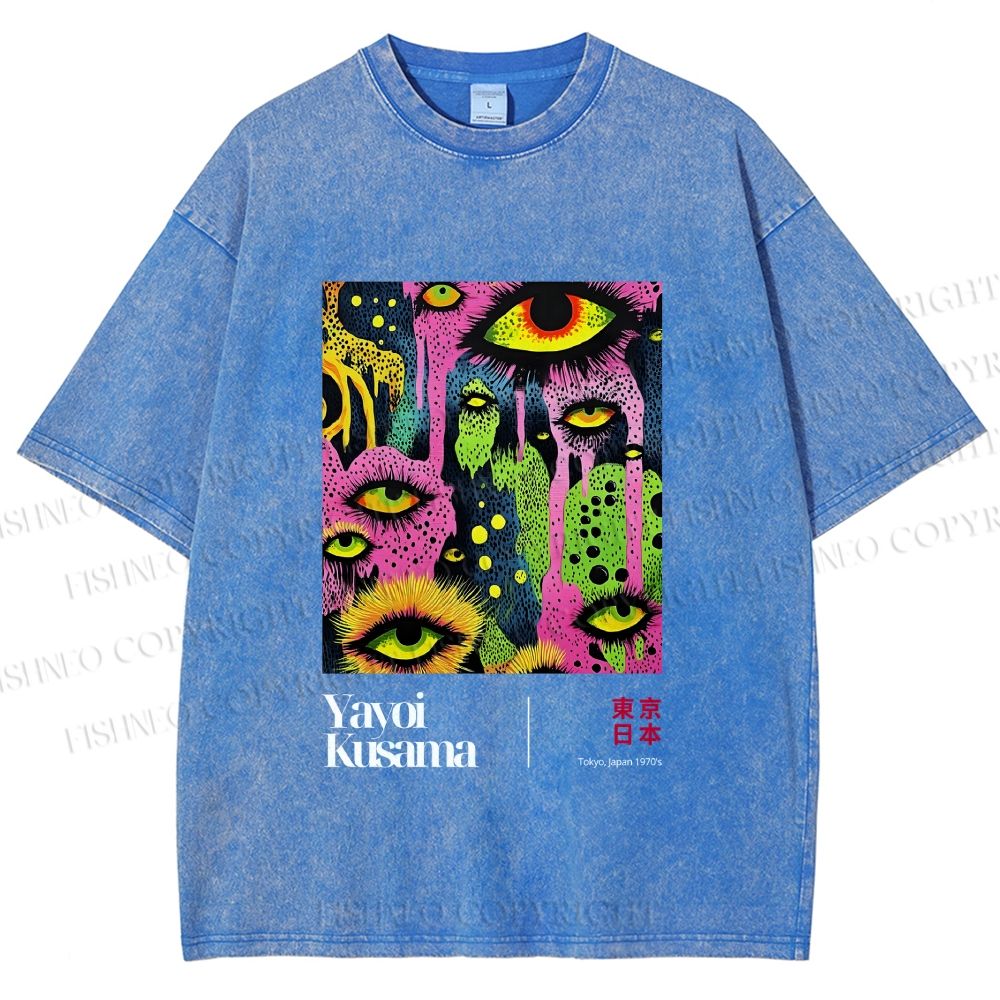 Unisex Yayoi Kusama Eyes Printed Washed Tee
