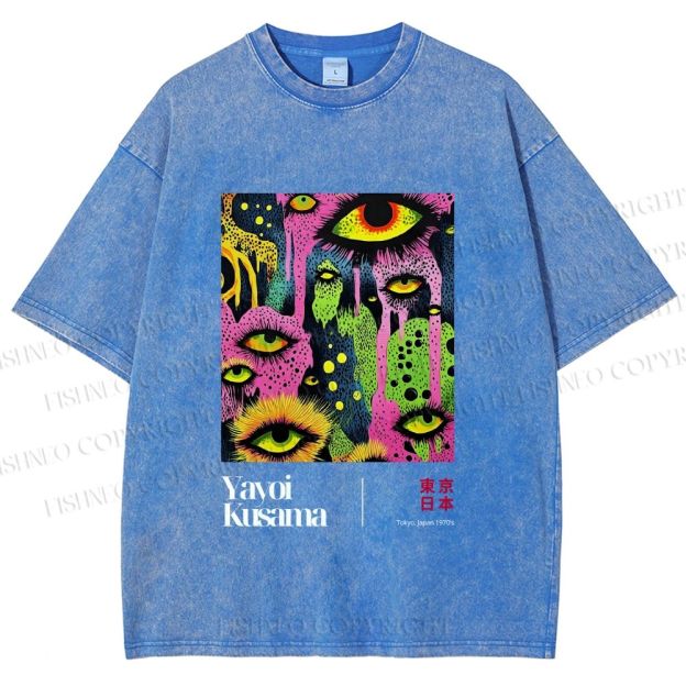 Unisex Yayoi Kusama Eyes Printed Washed Tee