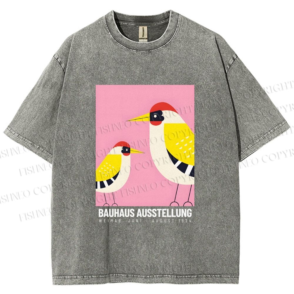 Unisex Bauhaus Bird Printed Washed Tee