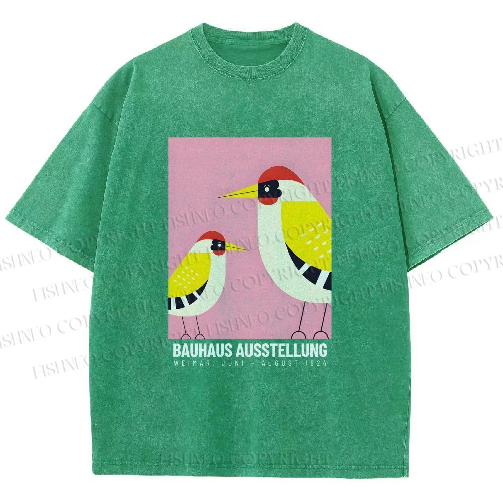 Unisex Bauhaus Bird Printed Washed Tee