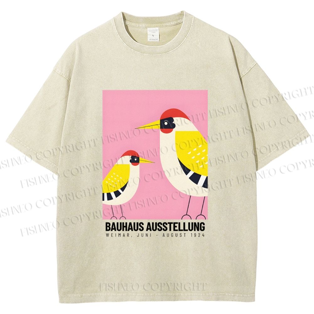 Unisex Bauhaus Bird Printed Washed Tee
