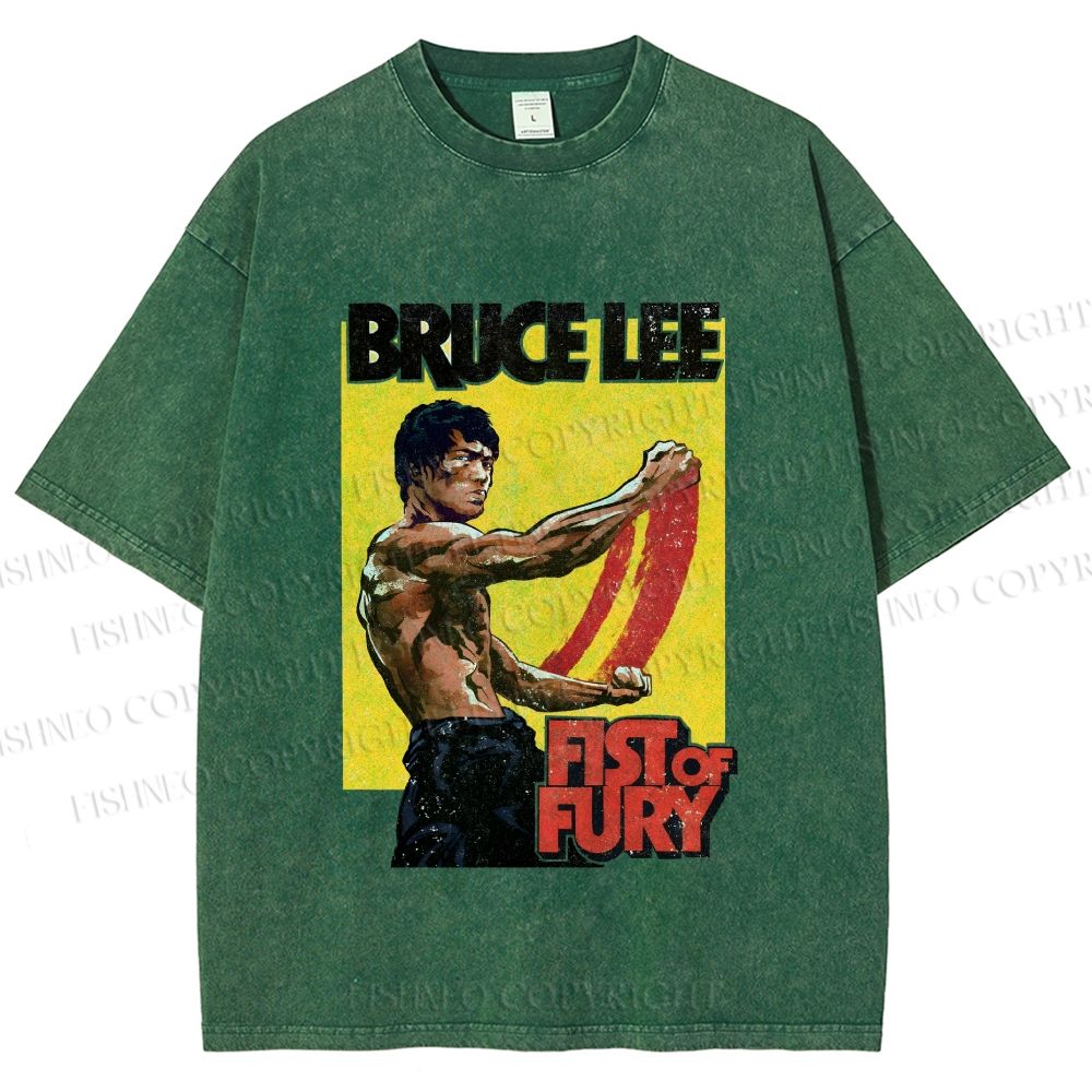 Unisex Bruce Lee Fist of Fury Printed Washed Tee