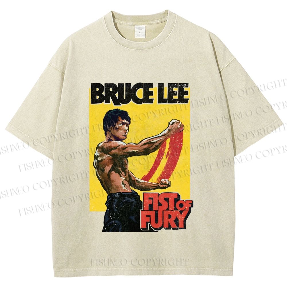 Unisex Bruce Lee Fist of Fury Printed Washed Tee