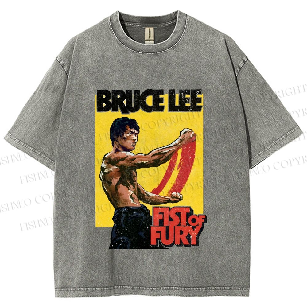Unisex Bruce Lee Fist of Fury Printed Washed Tee