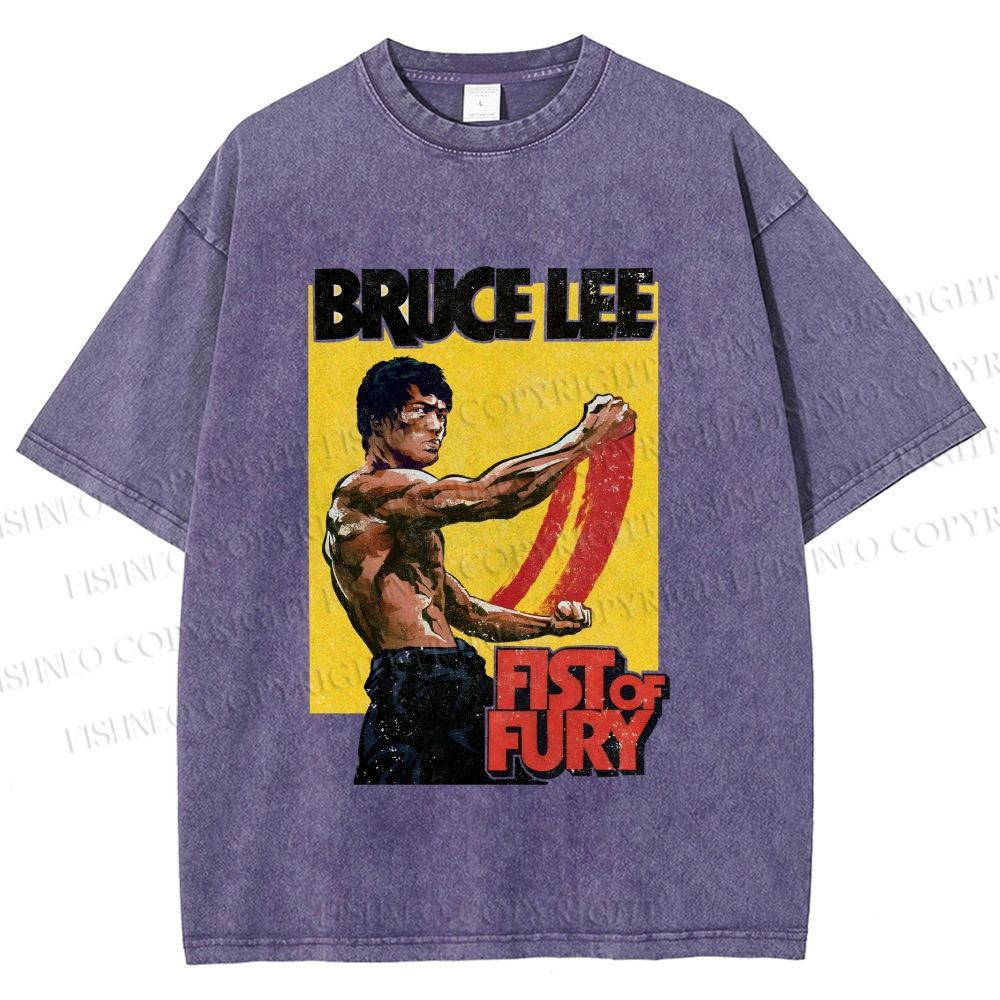 Unisex Bruce Lee Fist of Fury Printed Washed Tee