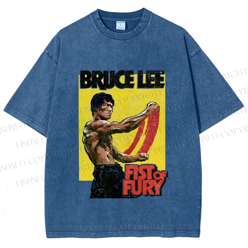 Unisex Bruce Lee Fist of Fury Printed Washed Tee