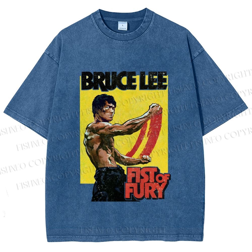 Unisex Bruce Lee Fist of Fury Printed Washed Tee
