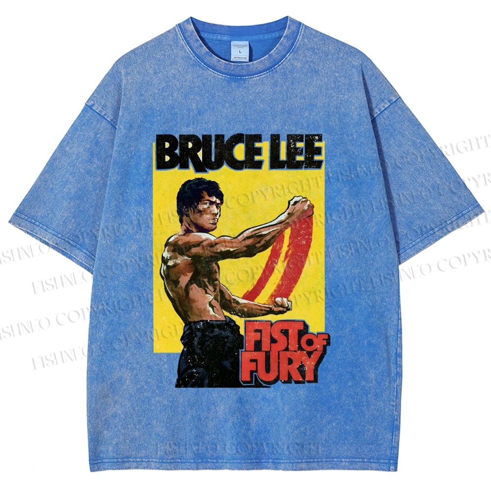 Unisex Bruce Lee Fist of Fury Printed Washed Tee