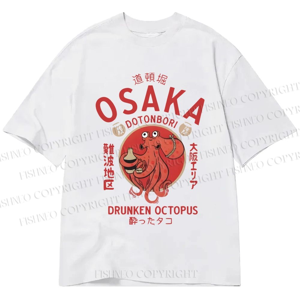 Unisex Classic Cotton Drunken Octopus Japan Printed T-shirt