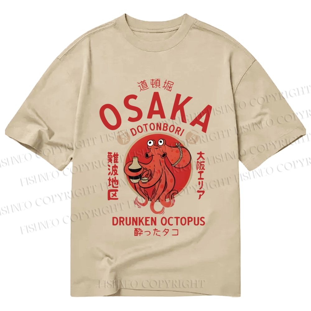 Unisex Classic Cotton Drunken Octopus Japan Printed T-shirt