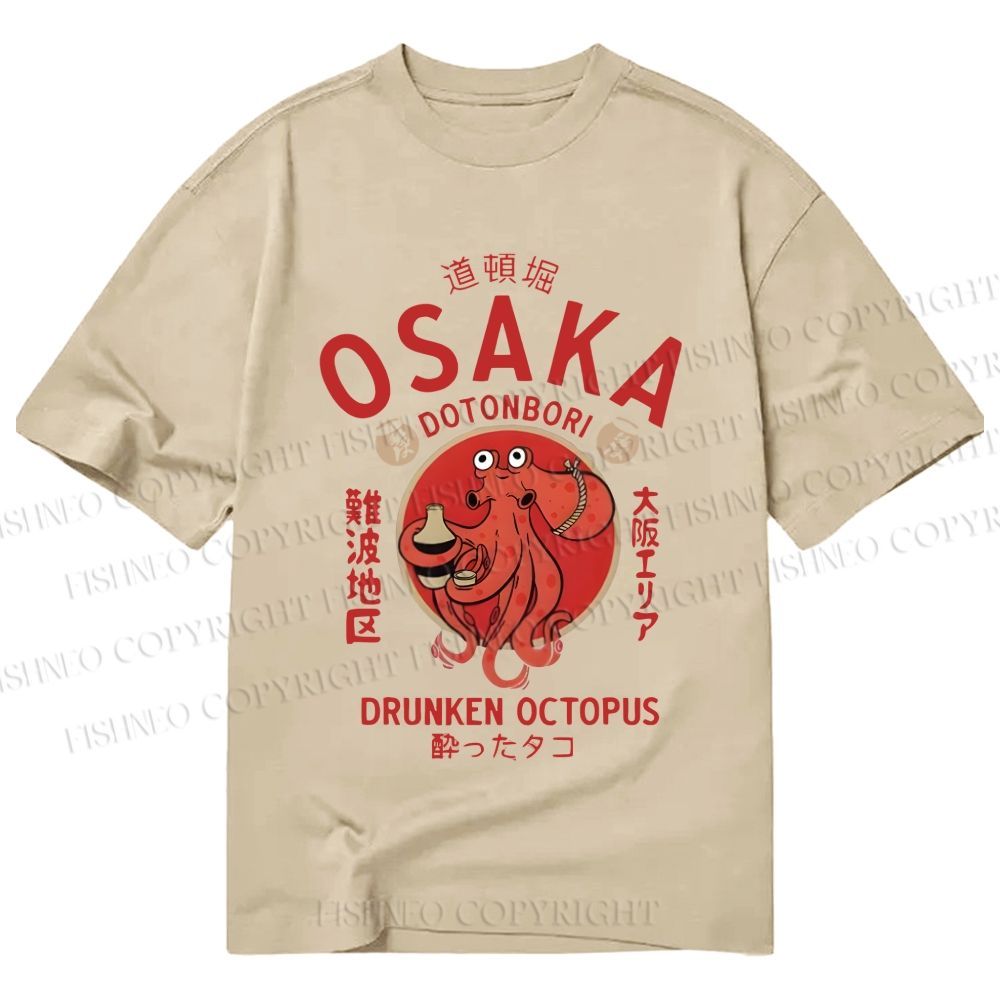 Unisex Classic Cotton Drunken Octopus Japan Printed T-shirt