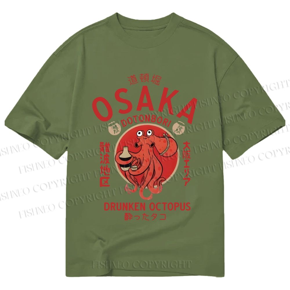 Unisex Classic Cotton Drunken Octopus Japan Printed T-shirt
