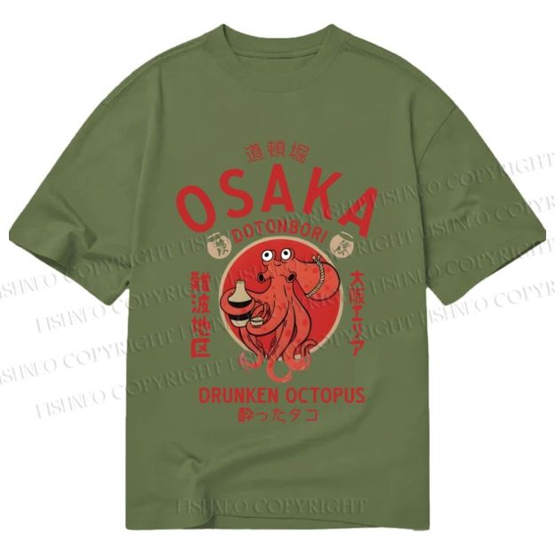 Unisex Classic Cotton Drunken Octopus Japan Printed T-shirt