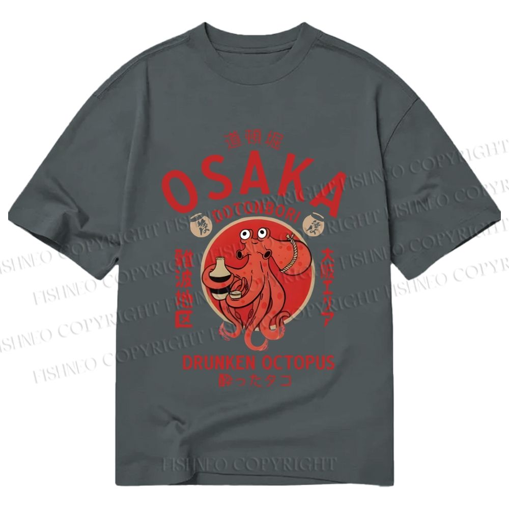 Unisex Classic Cotton Drunken Octopus Japan Printed T-shirt
