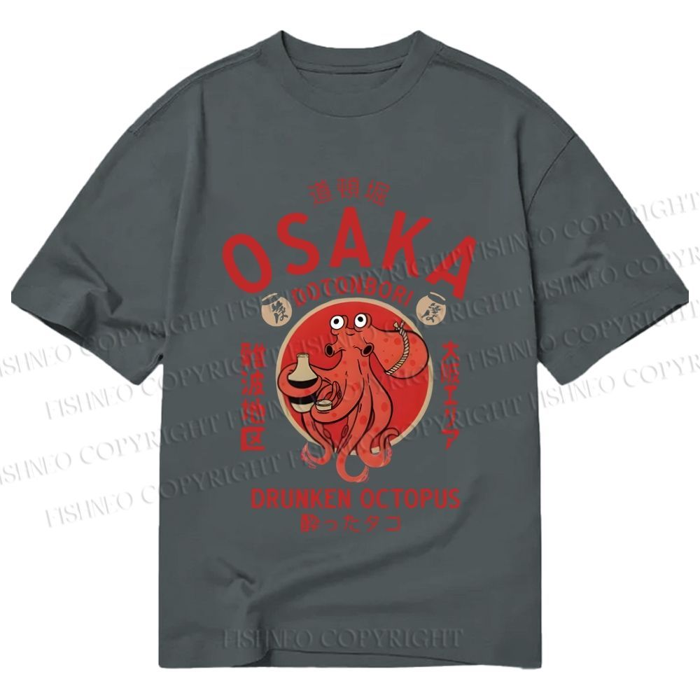 Unisex Classic Cotton Drunken Octopus Japan Printed T-shirt