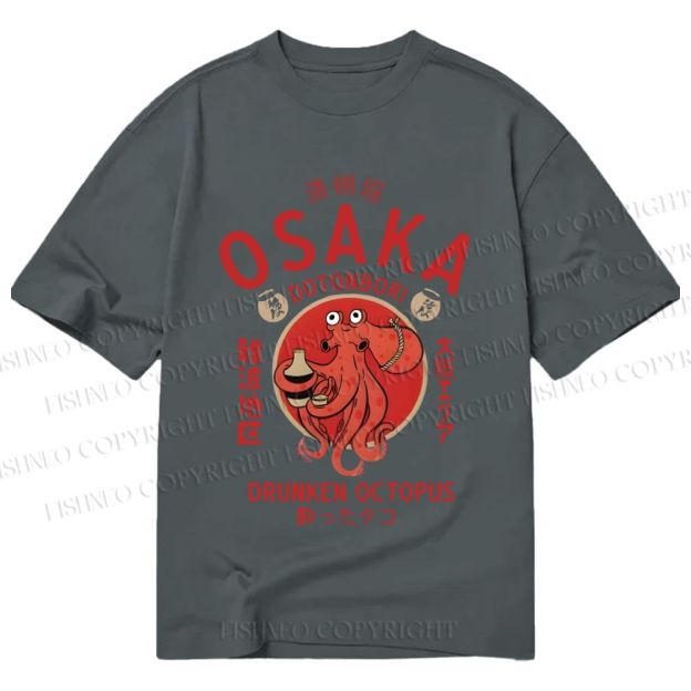 Unisex Classic Cotton Drunken Octopus Japan Printed T-shirt