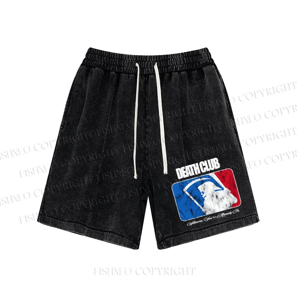 Unisex Death Club Washed Shorts