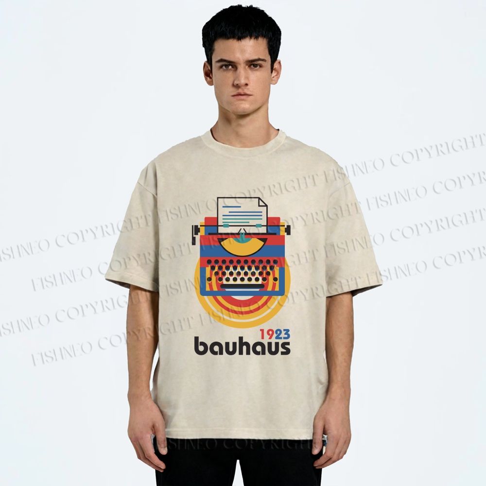 Unisex Bauhaus Typewriter Printed Washed Tee