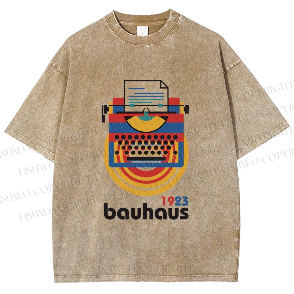Unisex Bauhaus Typewriter Printed Washed Tee