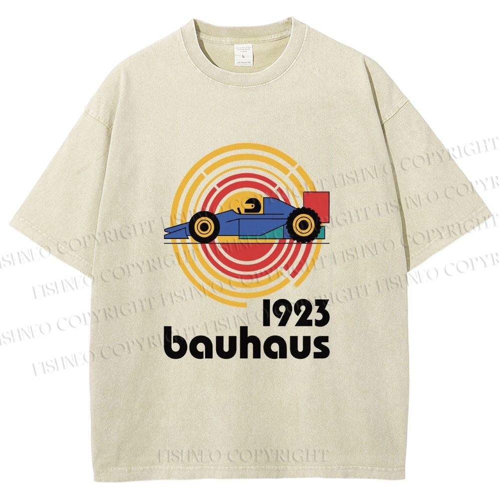 Unisex Bauhaus Racing Car Printed Washed Tee