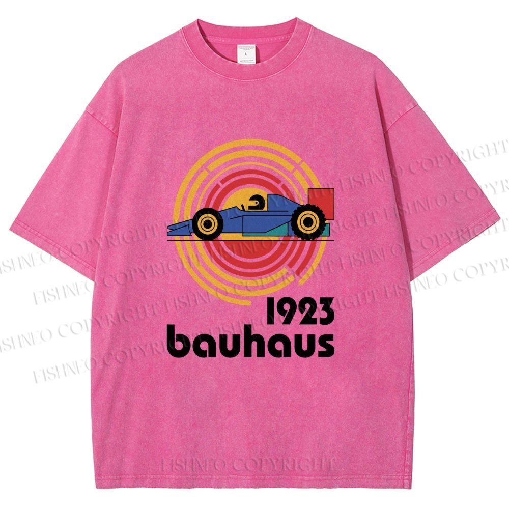 Unisex Bauhaus Racing Car Printed Washed Tee