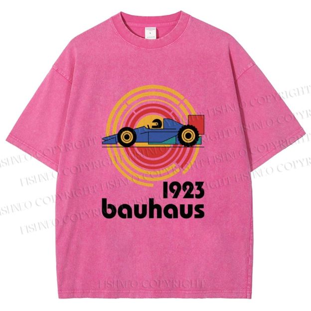 Unisex Bauhaus Racing Car Printed Washed Tee