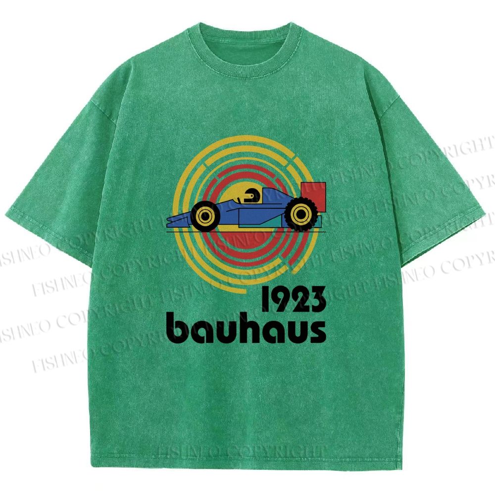 Unisex Bauhaus Racing Car Printed Washed Tee