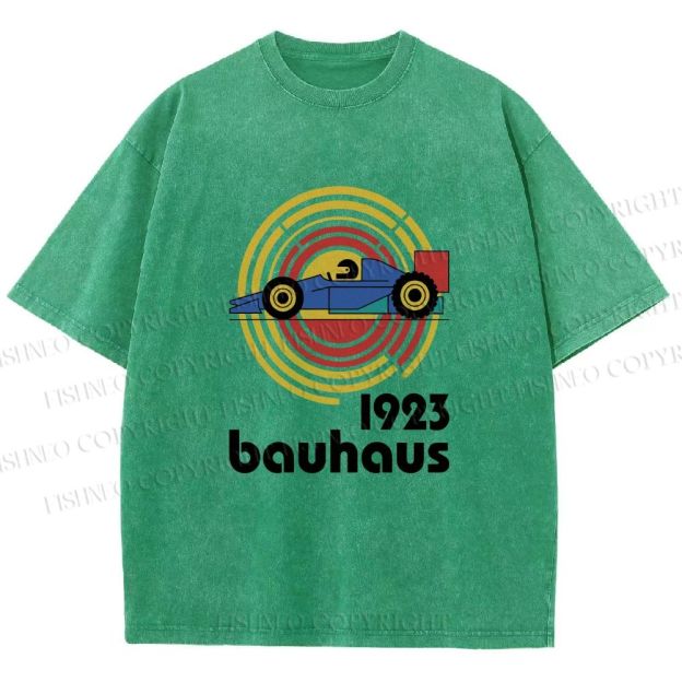 Unisex Bauhaus Racing Car Printed Washed Tee